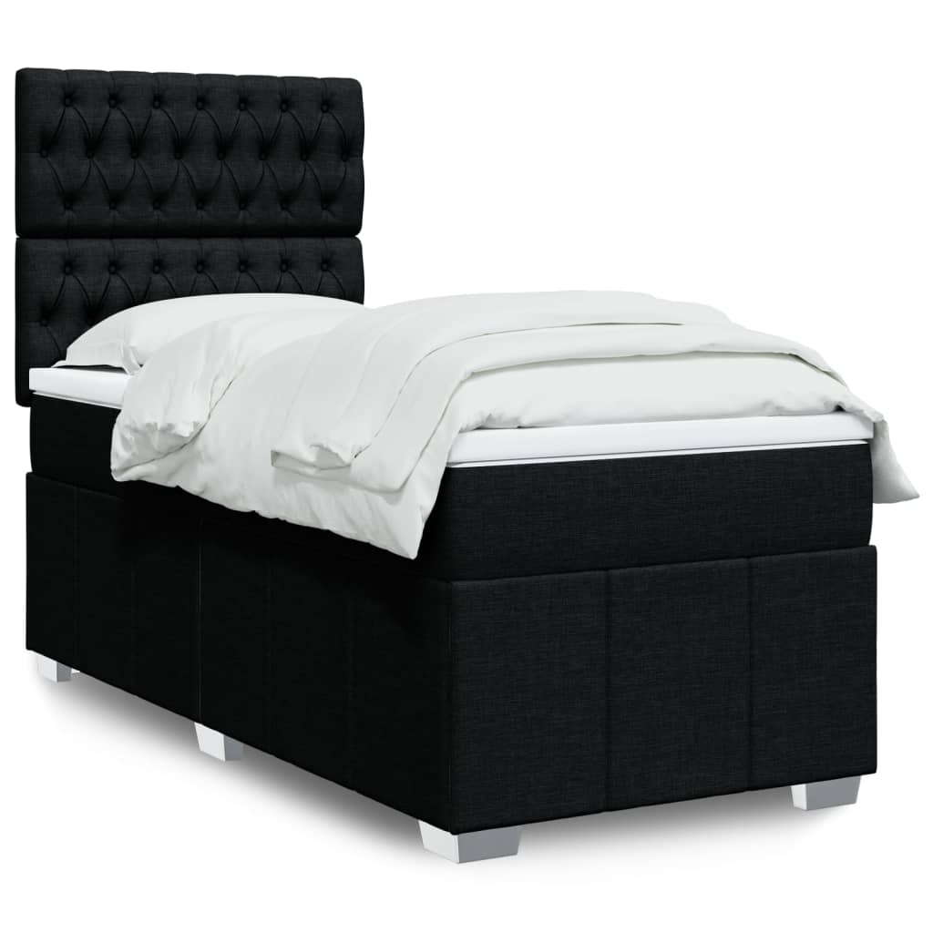 Boxspring met matras stof zwart 80x200 cm – afbeelding 1