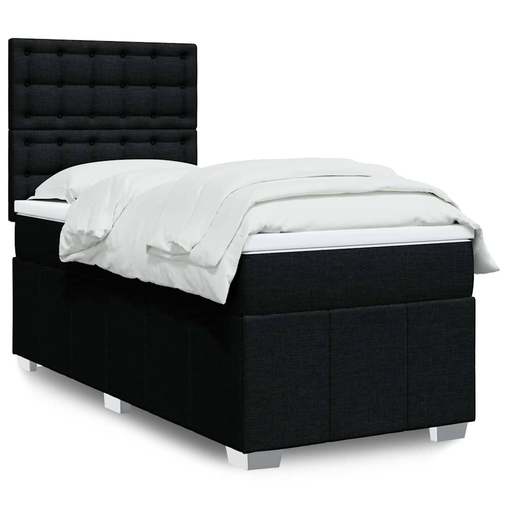 Boxspring met matras stof zwart 90x190 cm – afbeelding 1