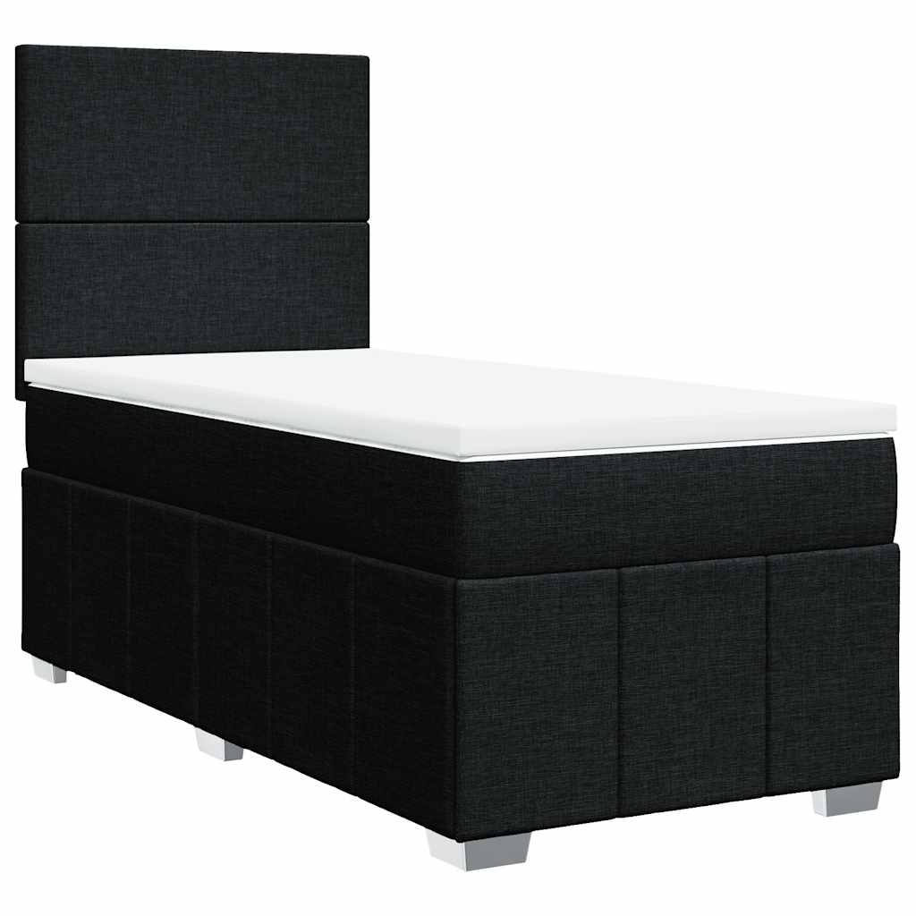 Boxspring met matras stof zwart 90x200 cm – afbeelding 3