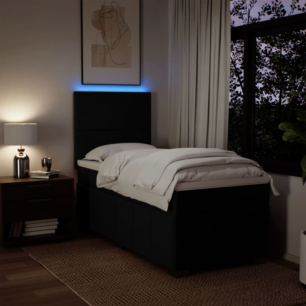Boxspring met matras stof zwart 90x200 cm – afbeelding 4