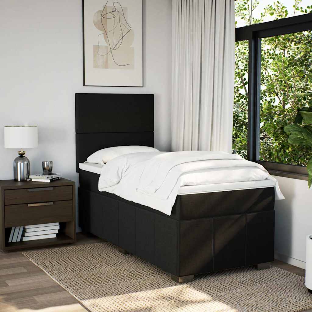 Boxspring met matras stof zwart 90x200 cm – afbeelding 5