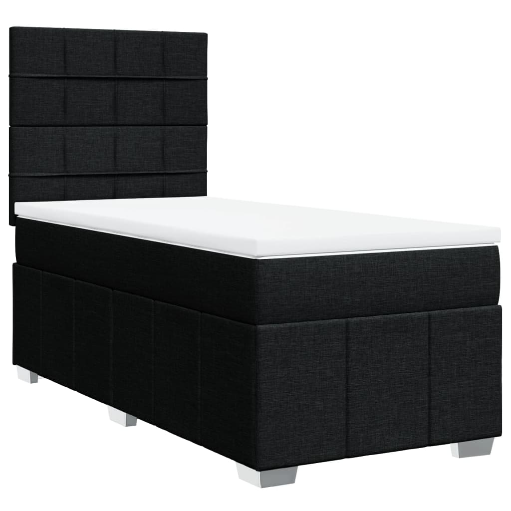 Boxspring met matras stof zwart 90x200 cm – afbeelding 3