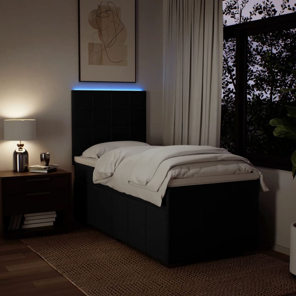 Boxspring met matras stof zwart 90x200 cm – afbeelding 4
