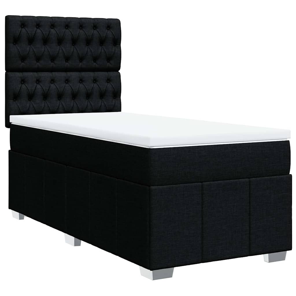 Boxspring met matras stof zwart 90x200 cm – afbeelding 3