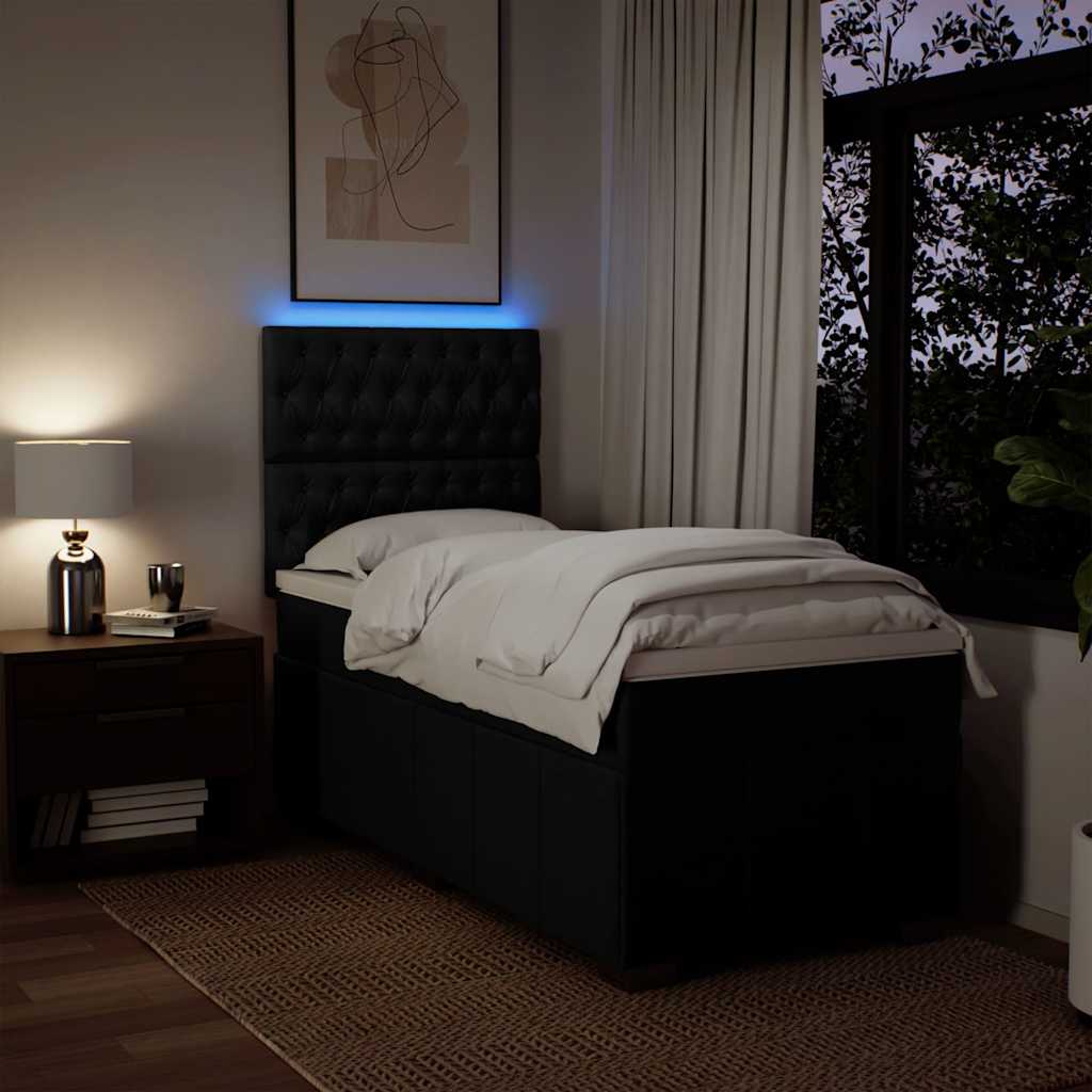 Boxspring met matras stof zwart 90x200 cm – afbeelding 4