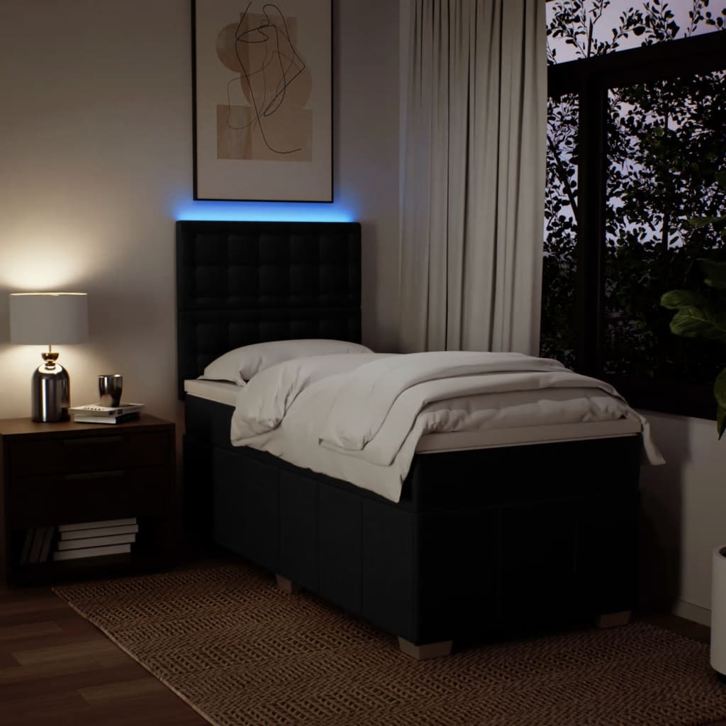Boxspring met matras stof zwart 90x200 cm – afbeelding 4