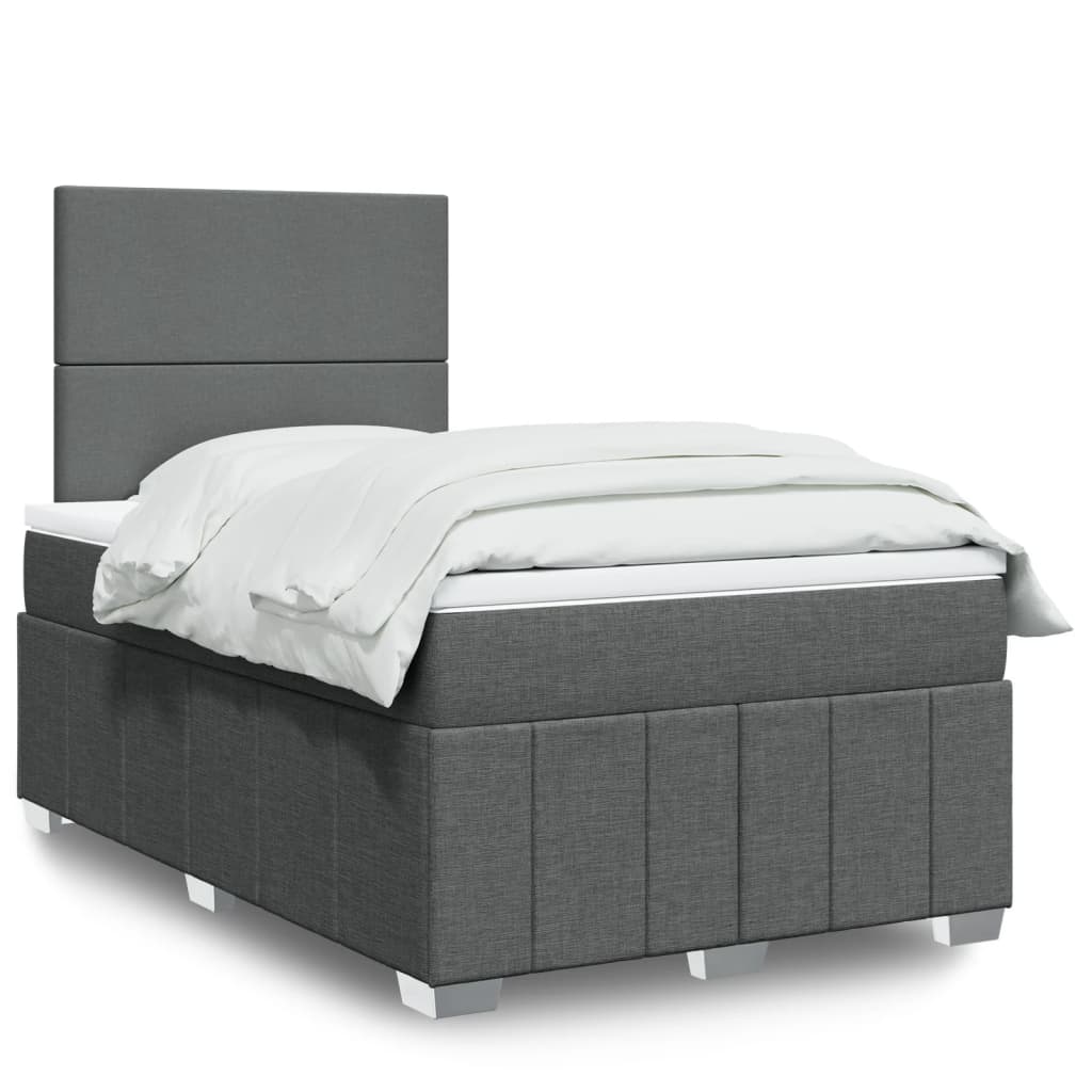 Boxspring met matras stof donkergrijs 120x190 cm – afbeelding 1