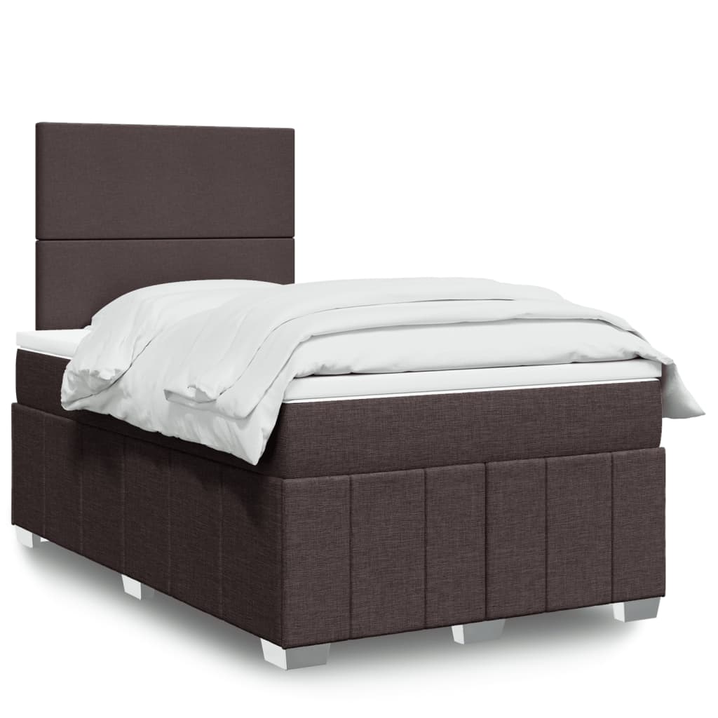 Boxspring met matras stof donkerbruin 120x190 cm – afbeelding 1