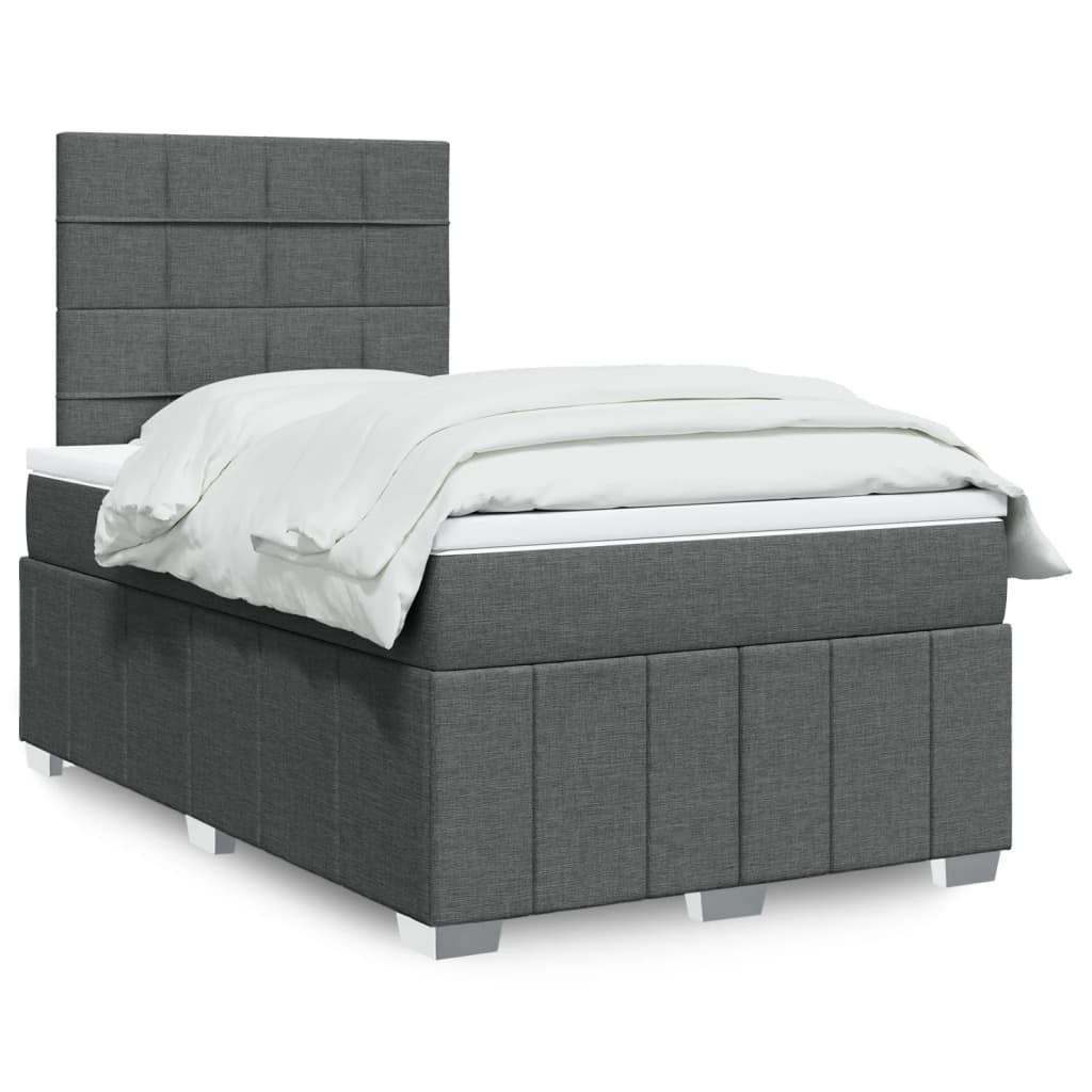 Boxspring met matras stof donkergrijs 120x190 cm – afbeelding 1