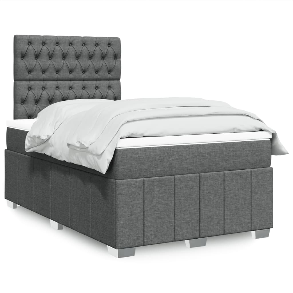 Boxspring met matras stof donkergrijs 120x190 cm – afbeelding 1