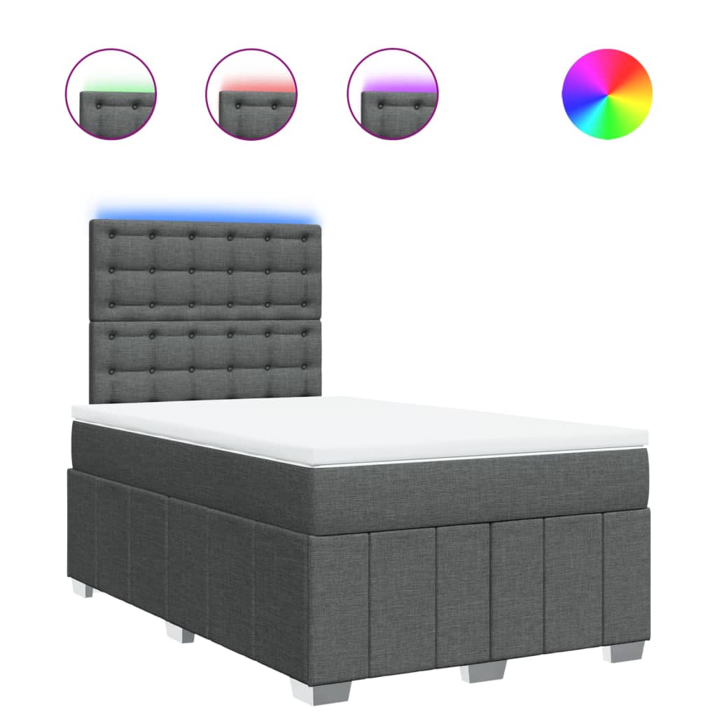 Boxspring met matras stof donkergrijs 120x190 cm – afbeelding 2