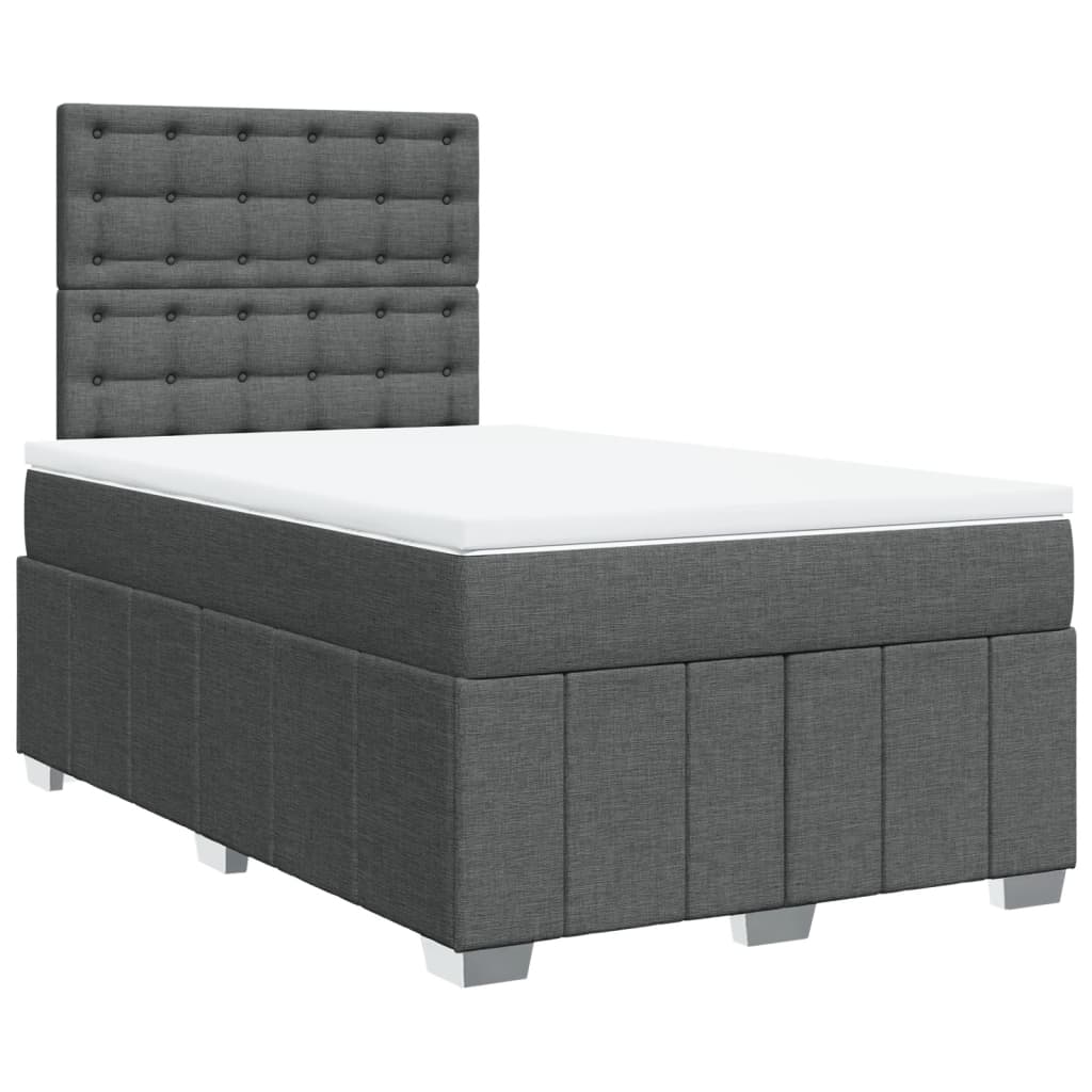 Boxspring met matras stof donkergrijs 120x190 cm – afbeelding 3