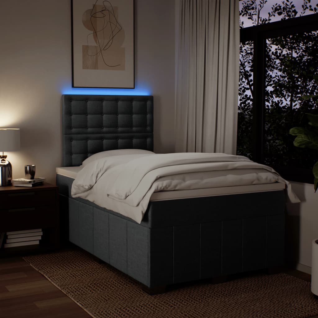 Boxspring met matras stof donkergrijs 120x190 cm – afbeelding 4