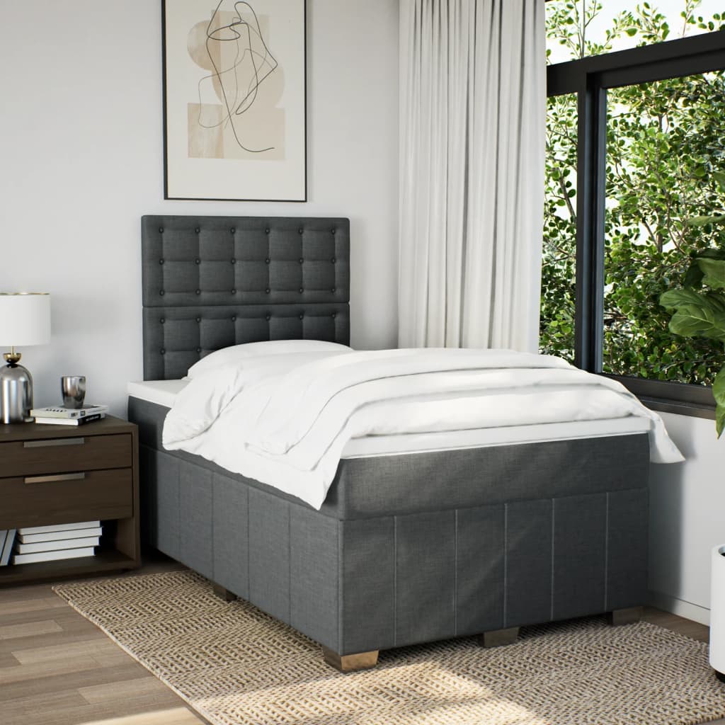 Boxspring met matras stof donkergrijs 120x190 cm – afbeelding 5