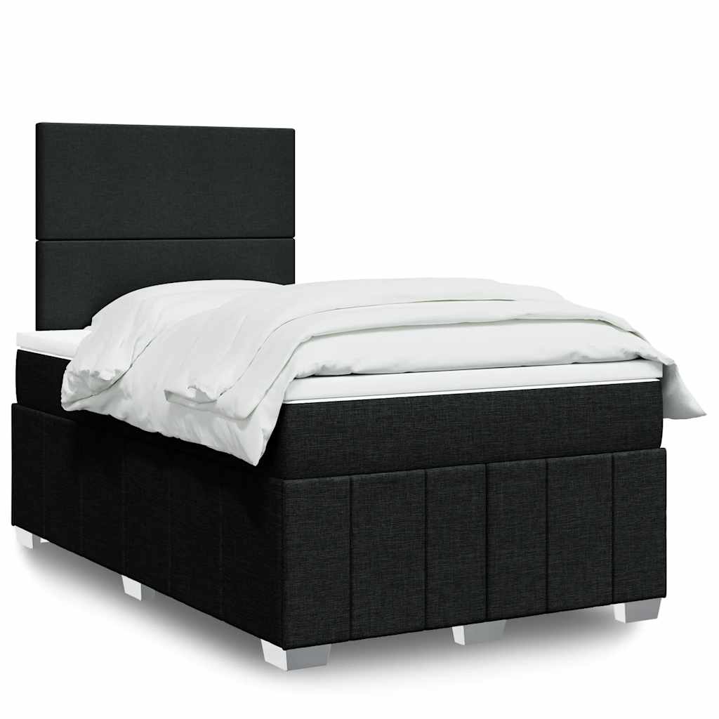 Boxspring met matras stof zwart 120x200 cm – afbeelding 1