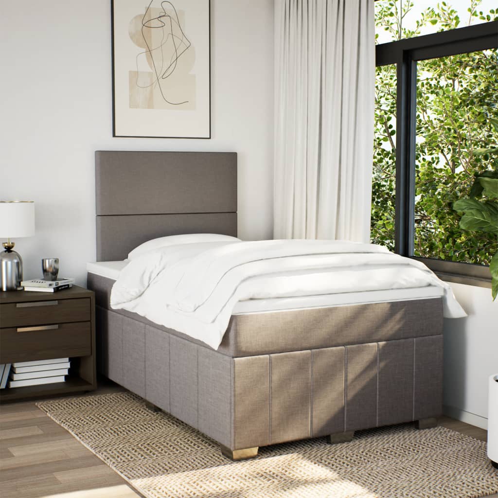 Boxspring met matras stof taupe 120x200 cm – afbeelding 5