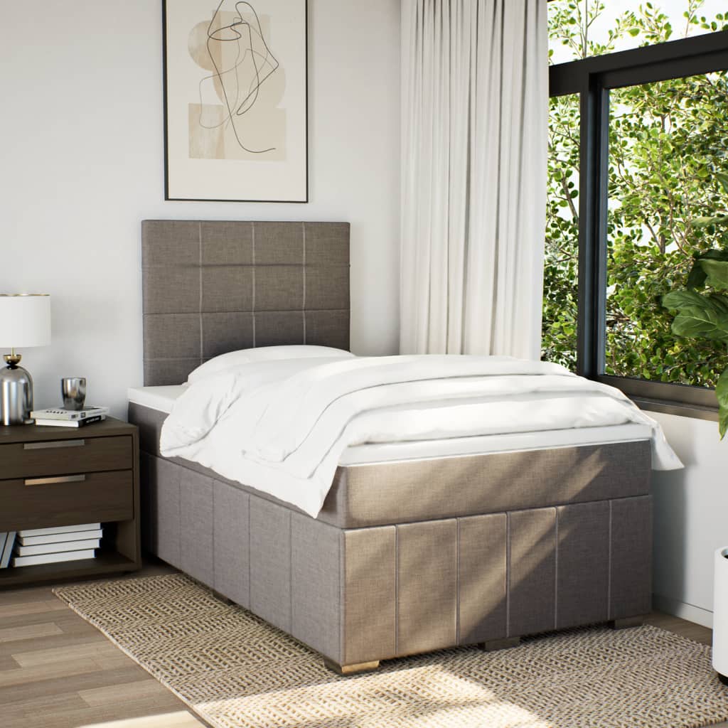 Boxspring met matras stof taupe 120x200 cm – afbeelding 5