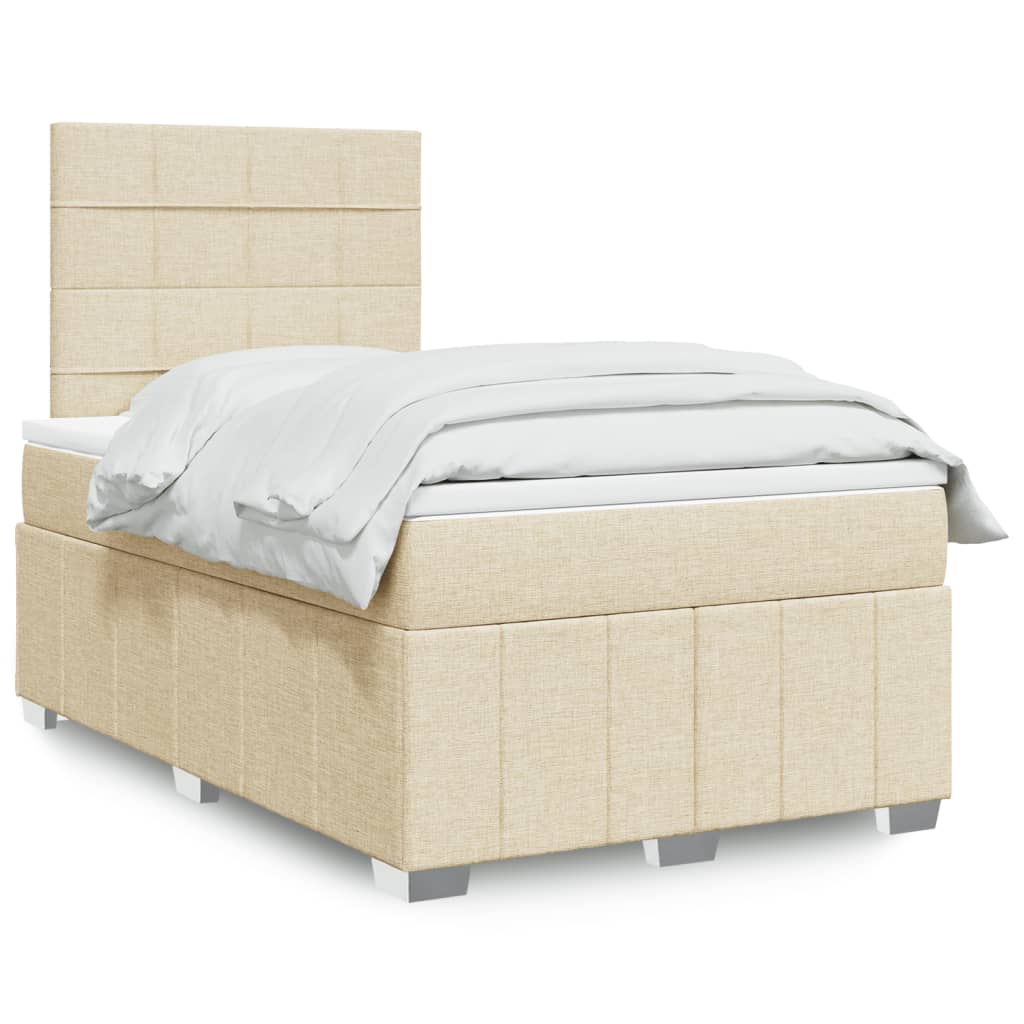 Boxspring met matras stof crèmekleurig 120x200 cm – afbeelding 1
