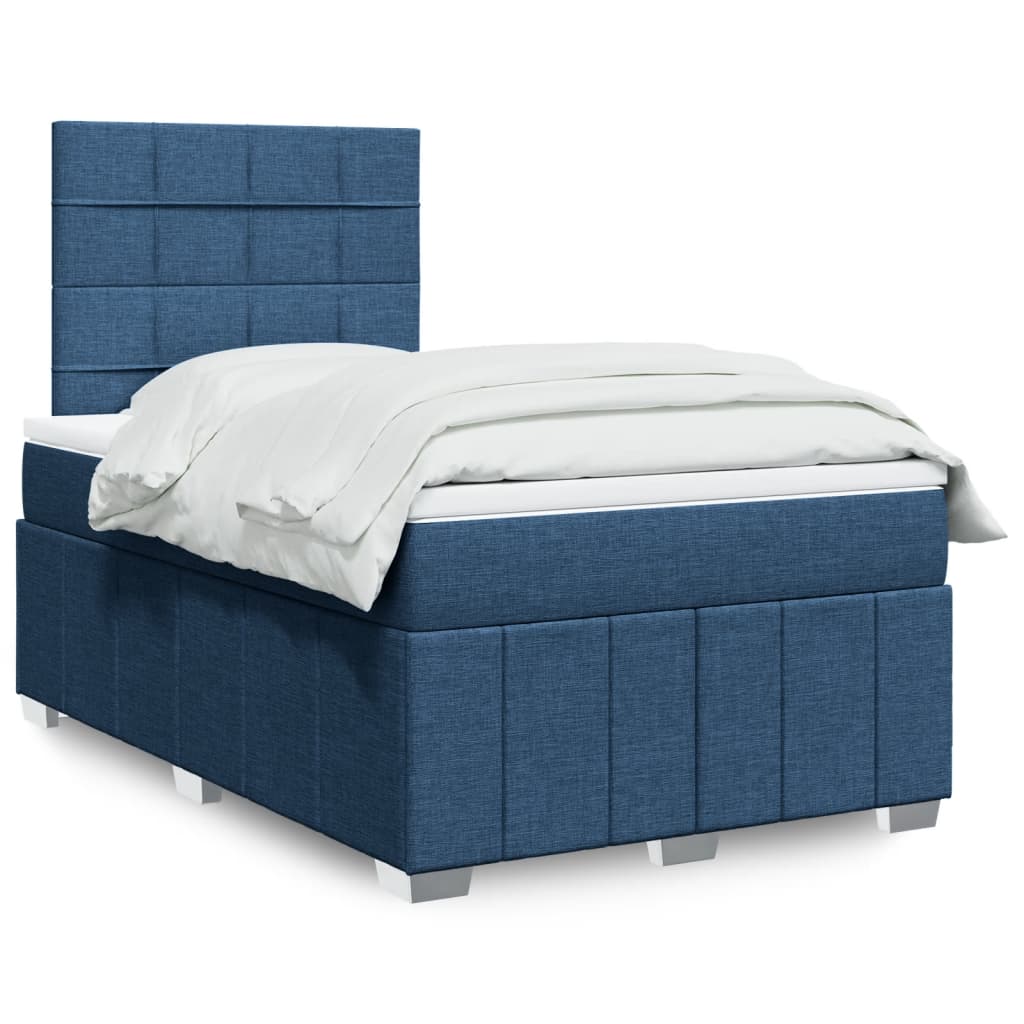 Boxspring met matras stof blauw 120x200 cm – afbeelding 1
