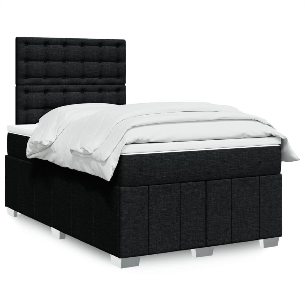 Boxspring met matras stof zwart 120x200 cm – afbeelding 1