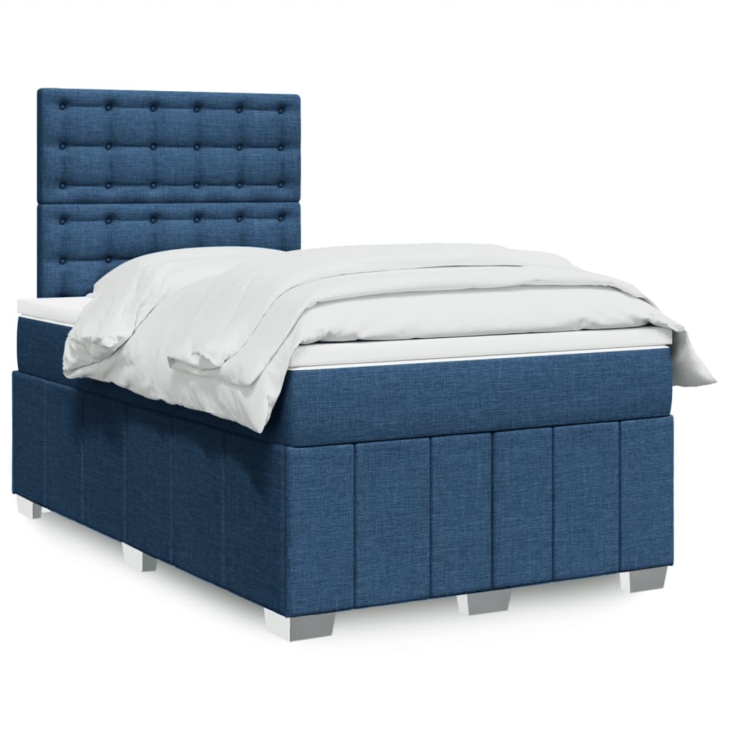Boxspring met matras stof blauw 120x200 cm – afbeelding 1