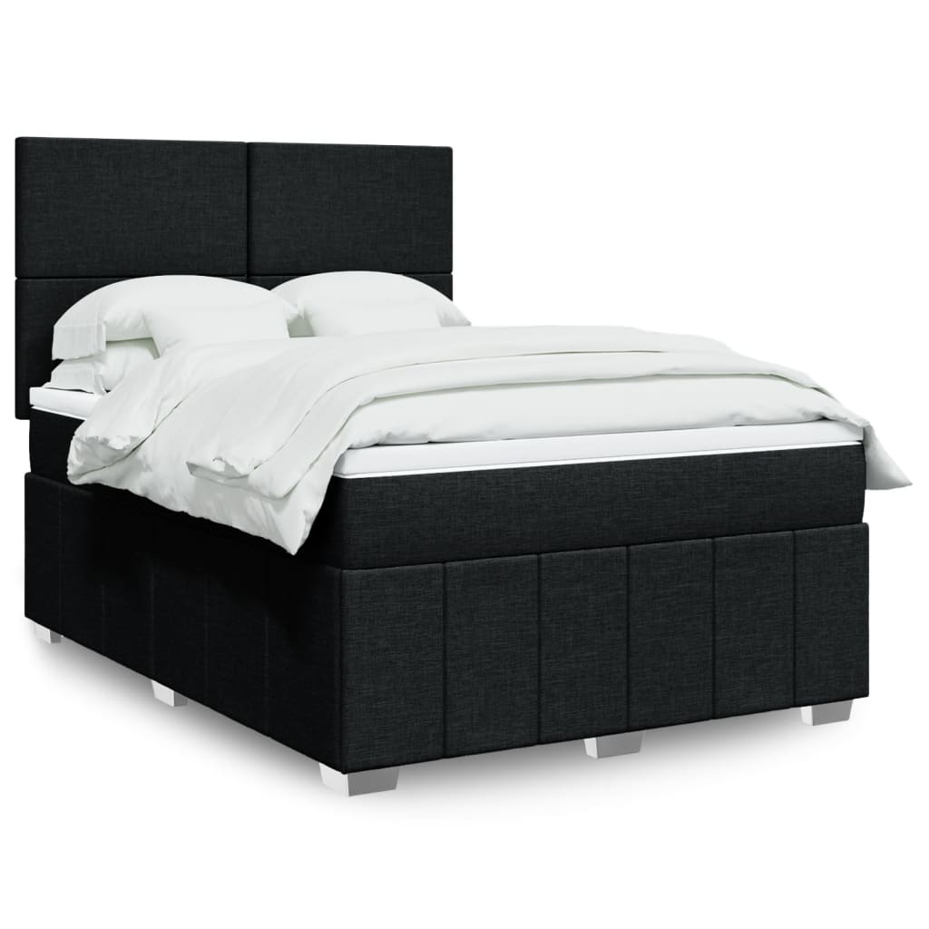 Boxspring met matras stof zwart 140x190 cm – afbeelding 1