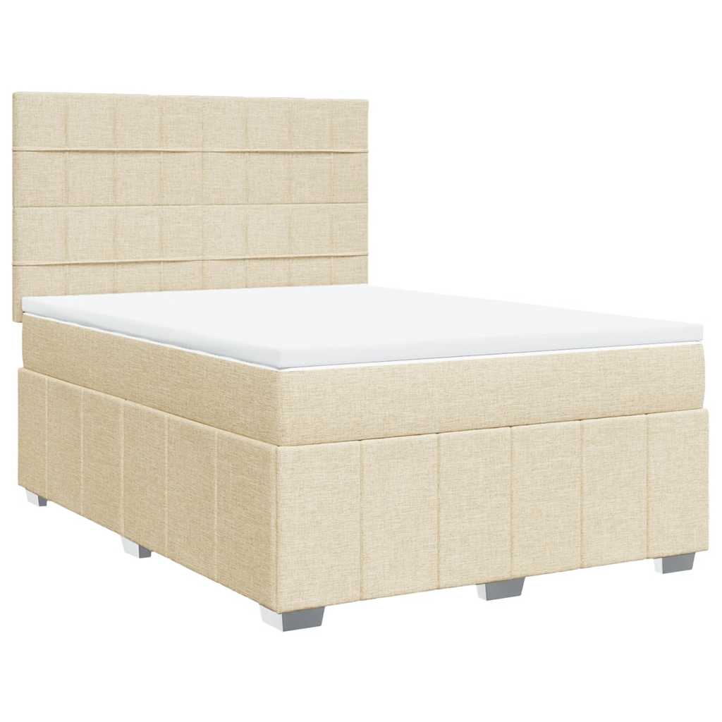 Boxspring met matras stof crèmekleurig 140x190 cm – afbeelding 3