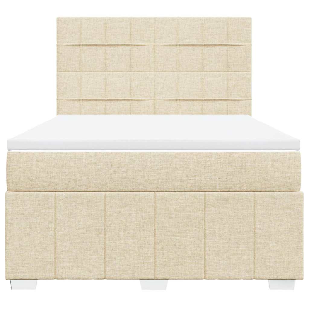 Boxspring met matras stof crèmekleurig 140x190 cm – afbeelding 6