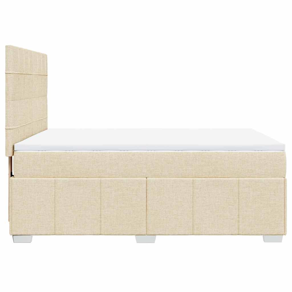 Boxspring met matras stof crèmekleurig 140x190 cm – afbeelding 7