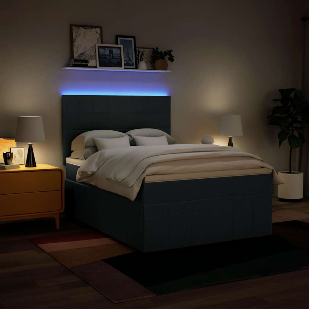 Boxspring met matras stof blauw 140x190 cm – afbeelding 4