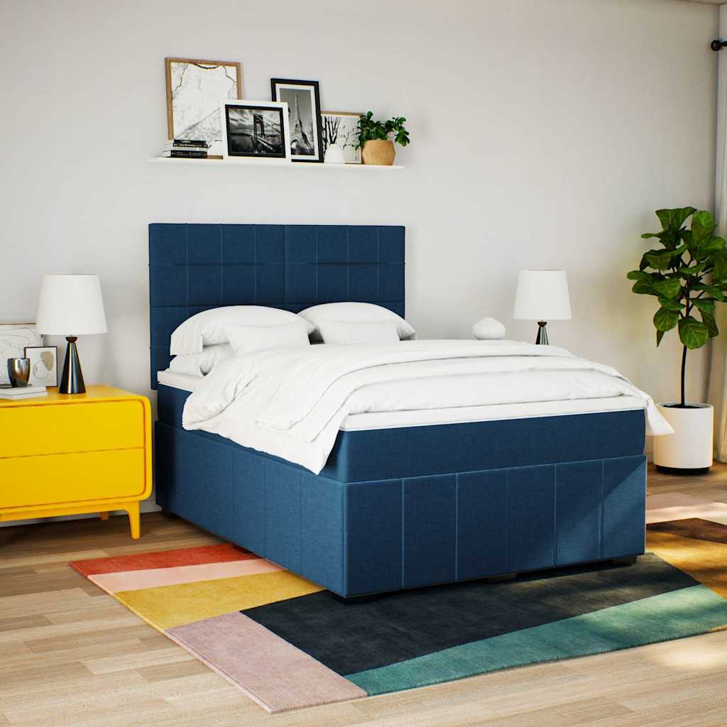 Boxspring met matras stof blauw 140x190 cm – afbeelding 5