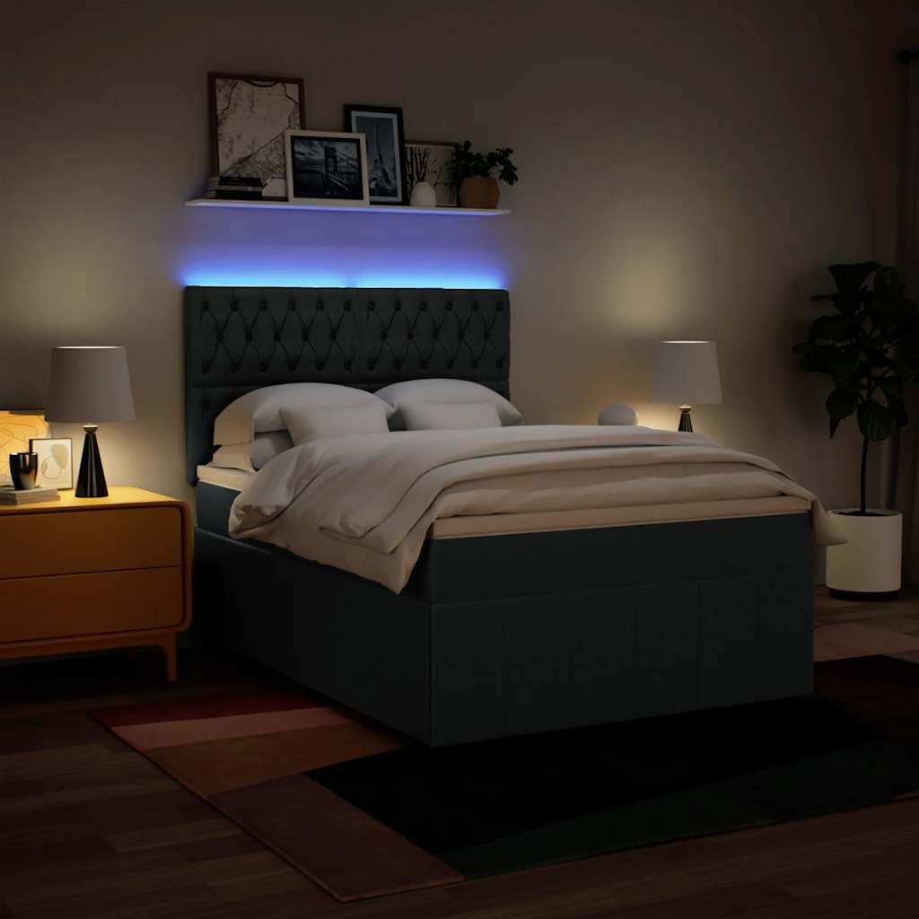 Boxspring met matras stof blauw 140x190 cm – afbeelding 4