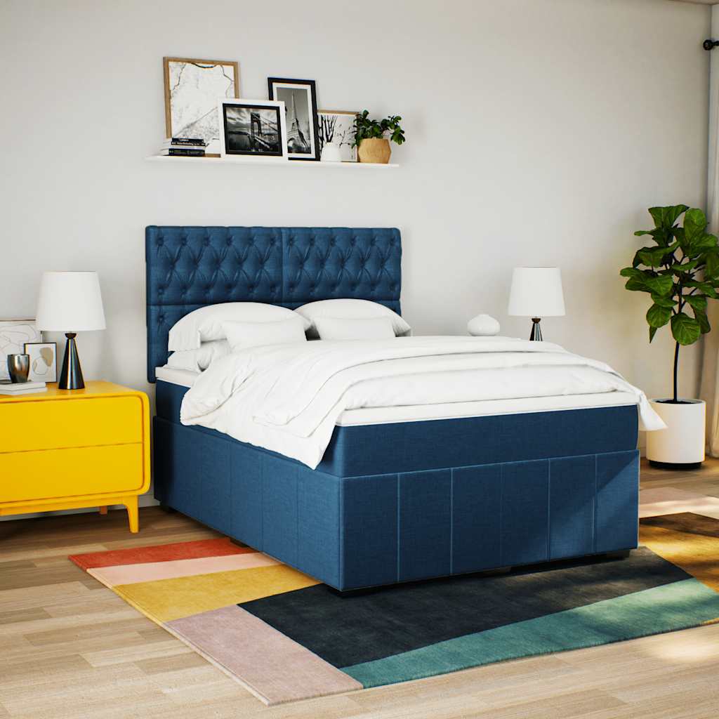 Boxspring met matras stof blauw 140x190 cm – afbeelding 5