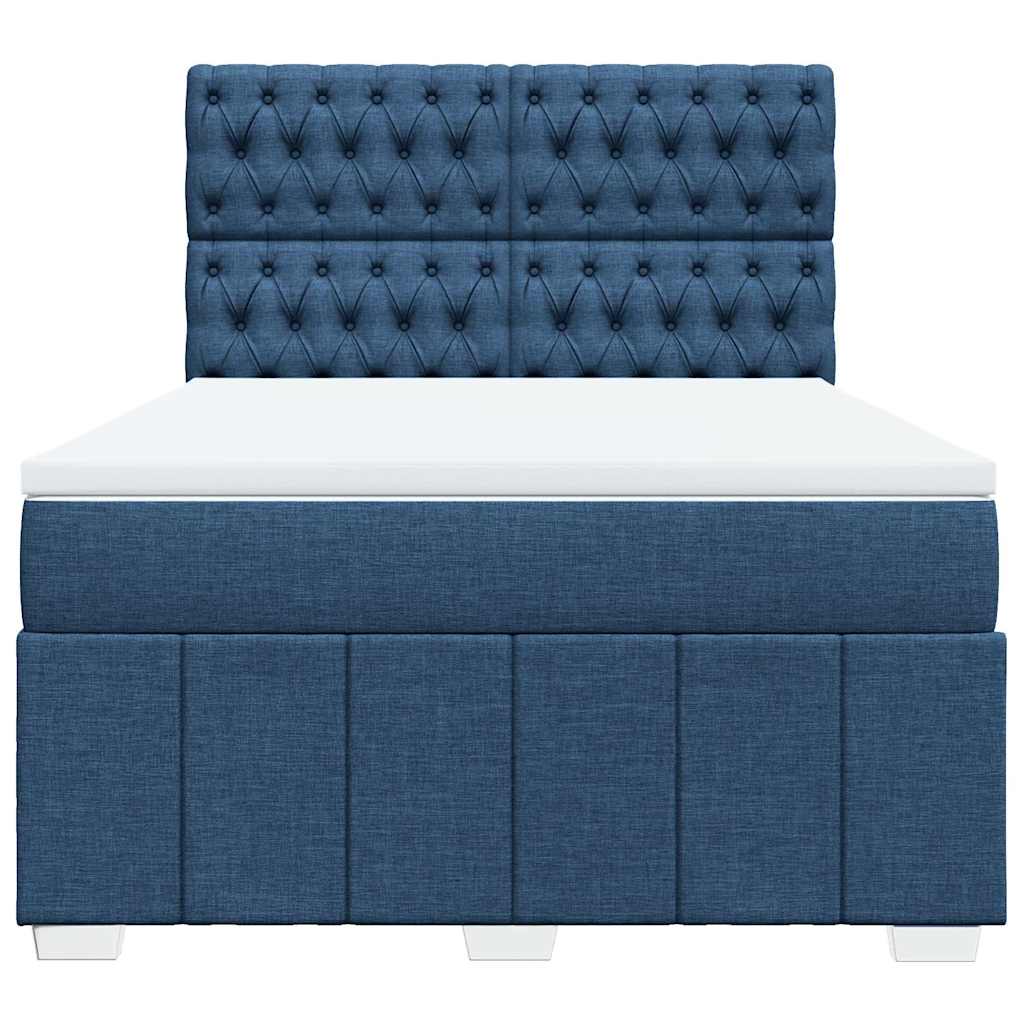 Boxspring met matras stof blauw 140x190 cm – afbeelding 6