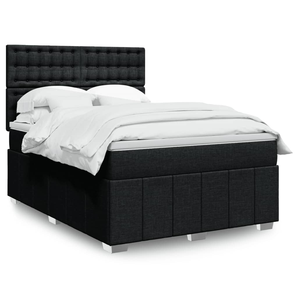 Boxspring met matras stof zwart 140x190 cm – afbeelding 1