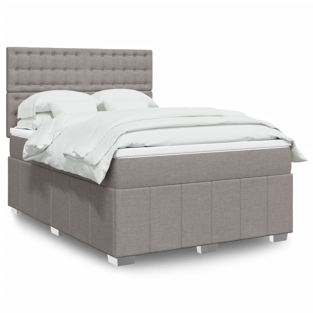 Boxspring met matras stof taupe 140x190 cm – afbeelding 1