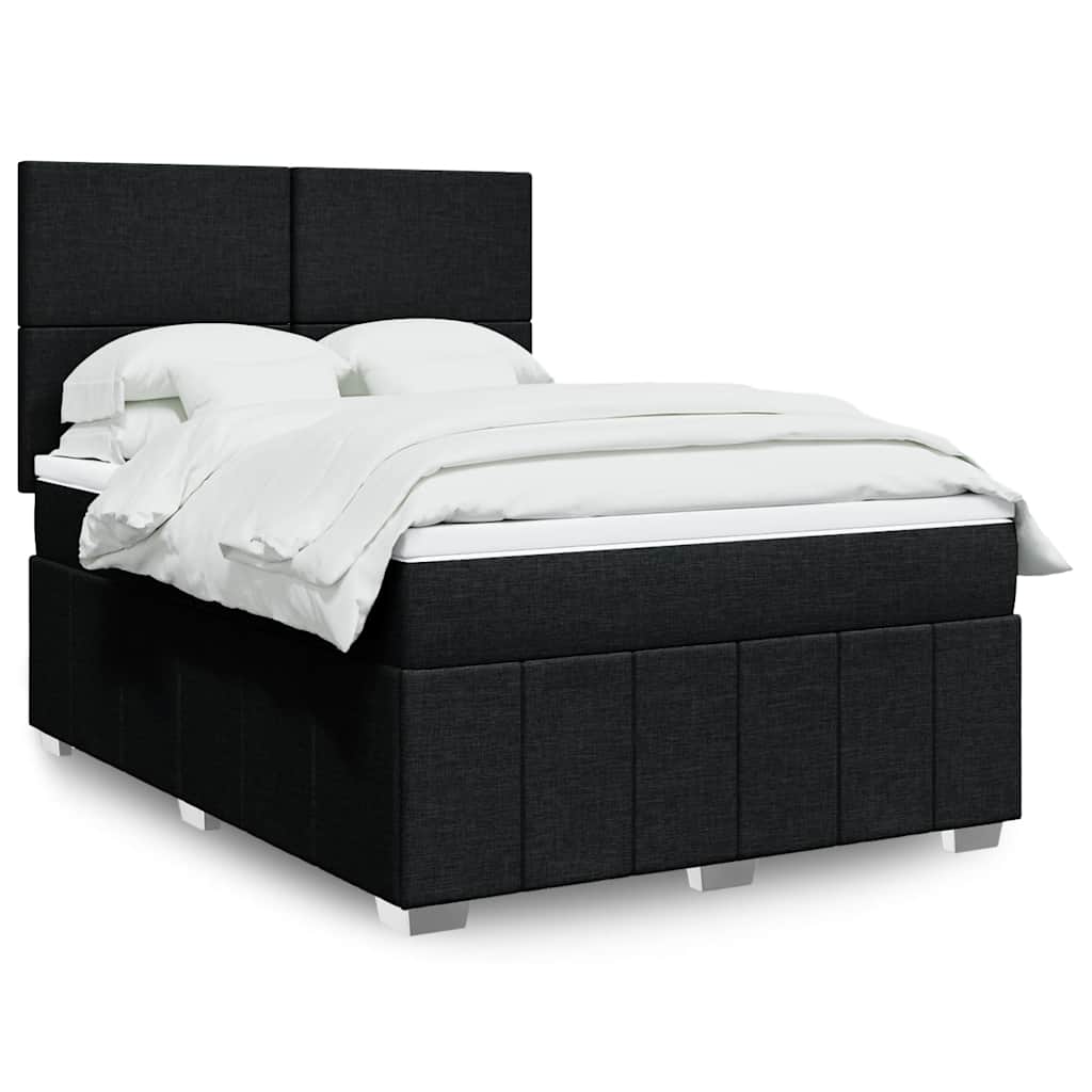 Boxspring met matras stof zwart 140x200 cm