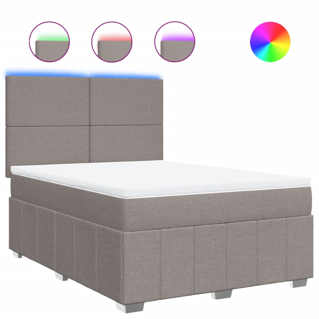 Boxspring met matras stof taupe 160x200 cm – afbeelding 2