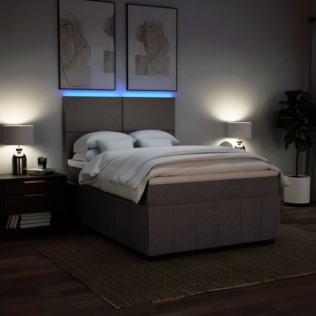 Boxspring met matras stof taupe 160x200 cm – afbeelding 4
