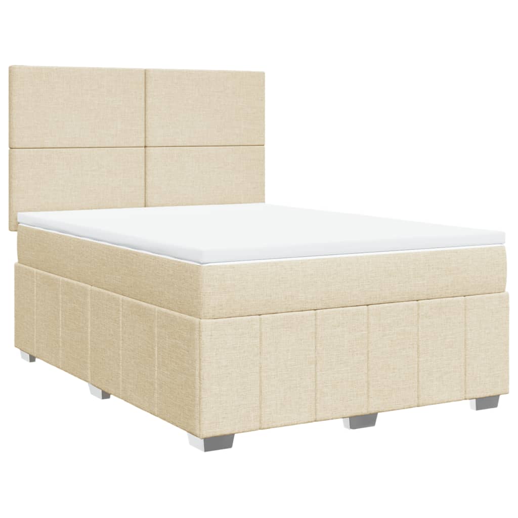 Boxspring met matras stof crèmekleurig 160x200 cm – afbeelding 3