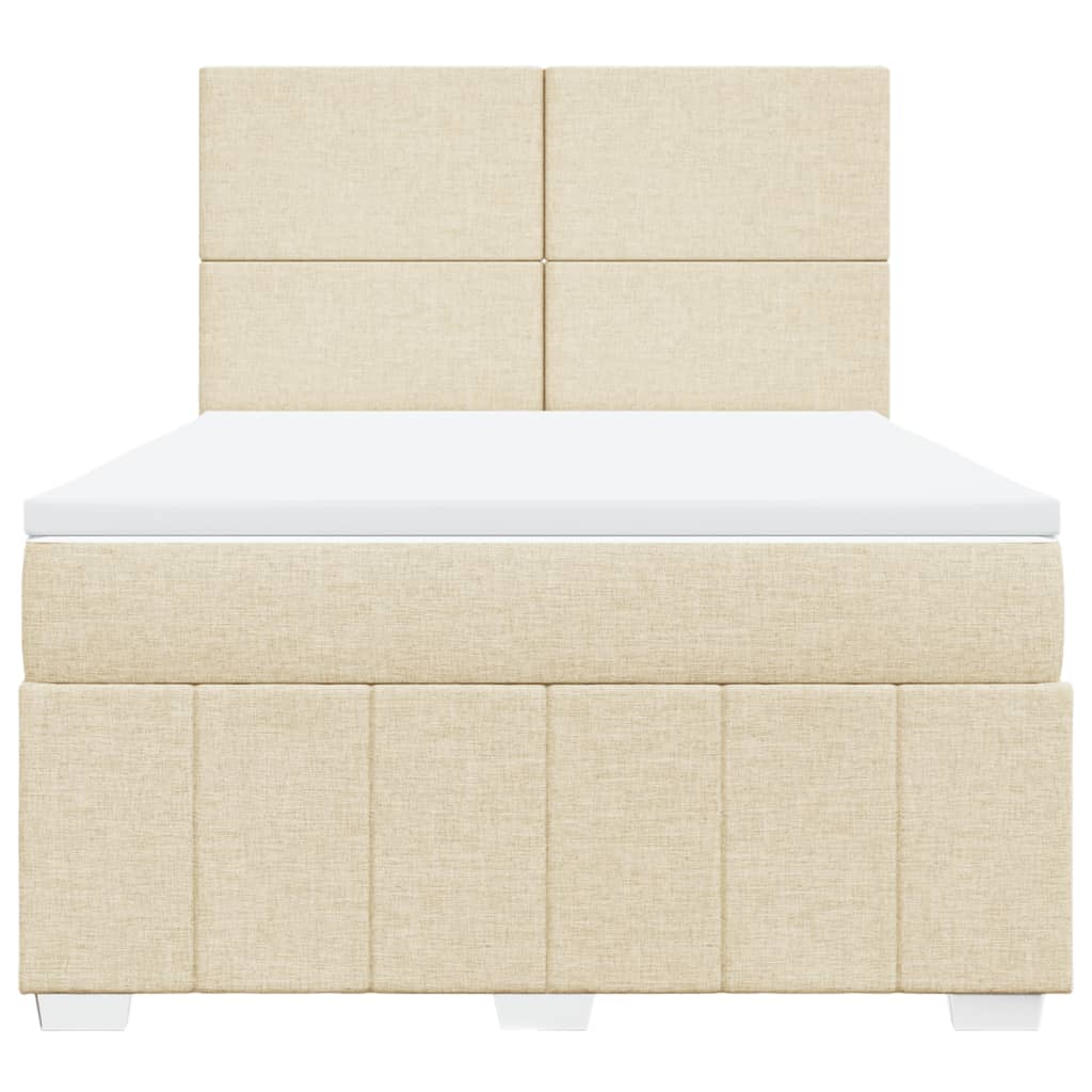 Boxspring met matras stof crèmekleurig 160x200 cm – afbeelding 6