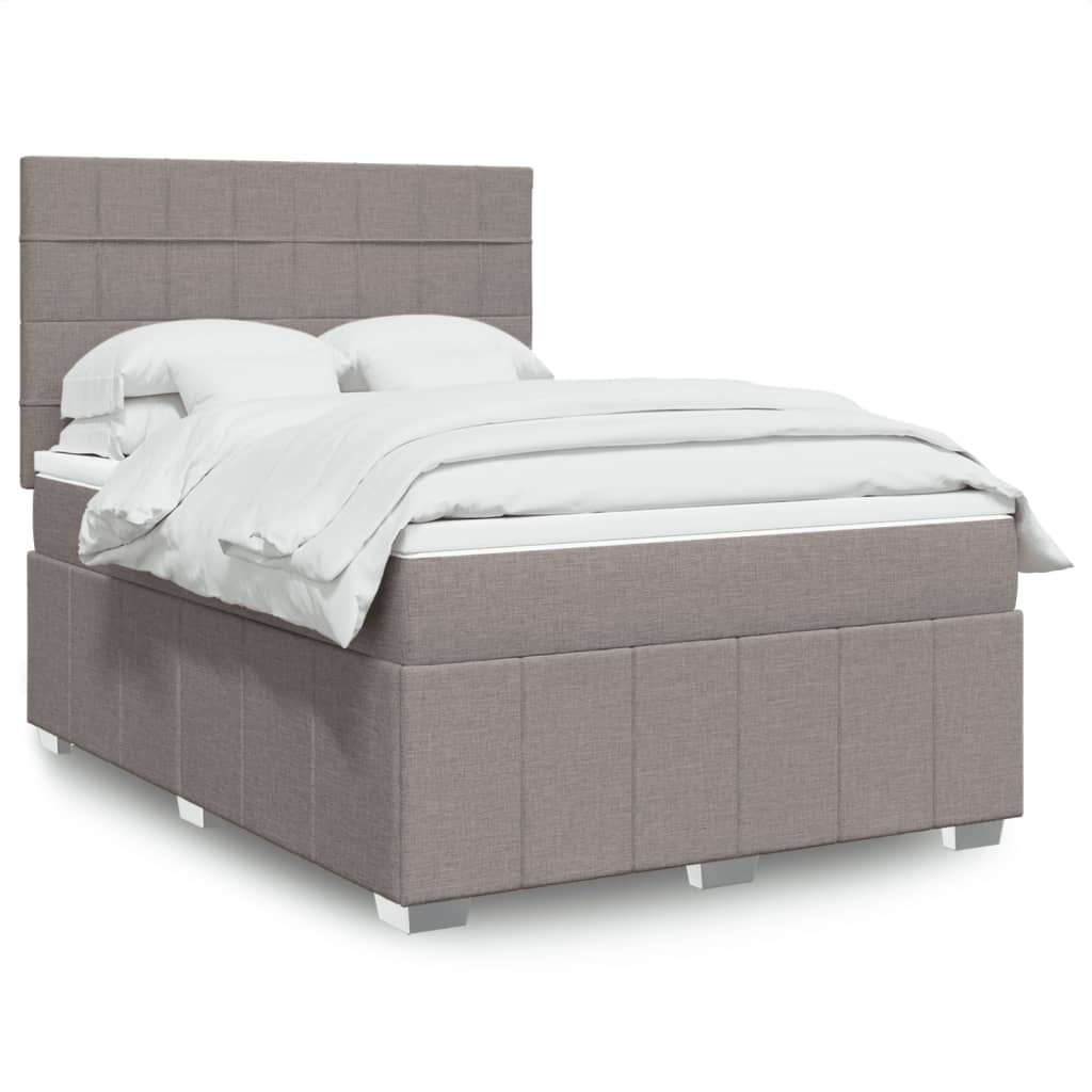 Boxspring met matras stof taupe 160x200 cm – afbeelding 1