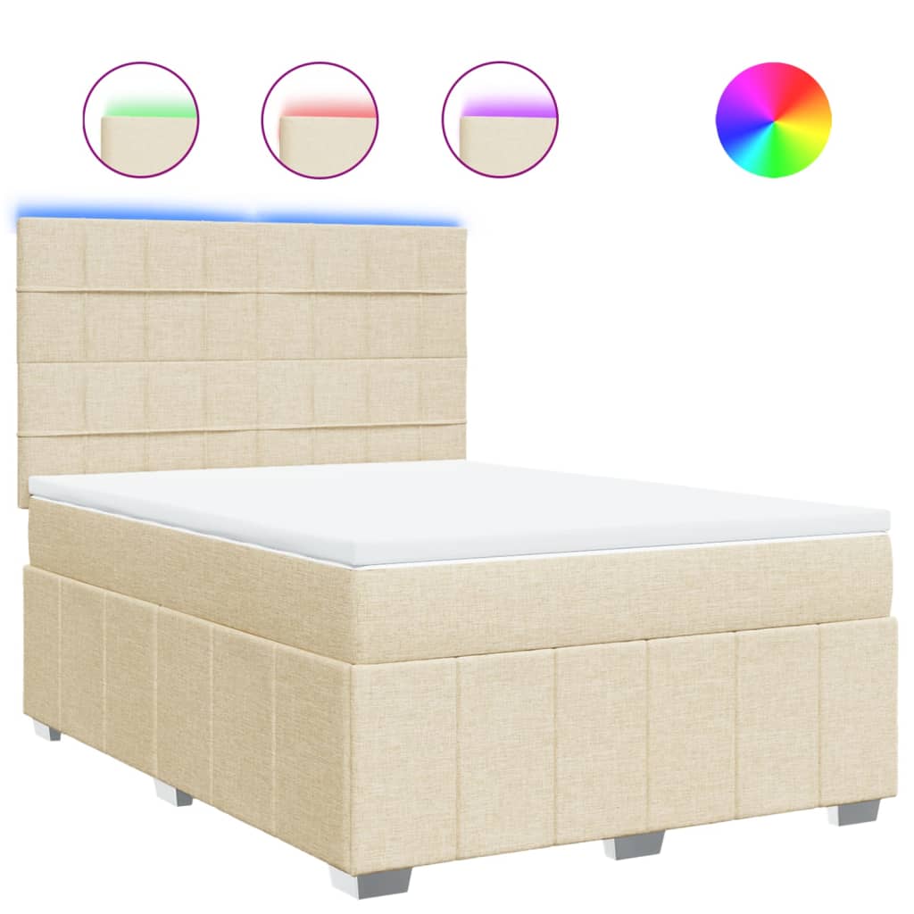 Boxspring met matras stof crèmekleurig 160x200 cm – afbeelding 2