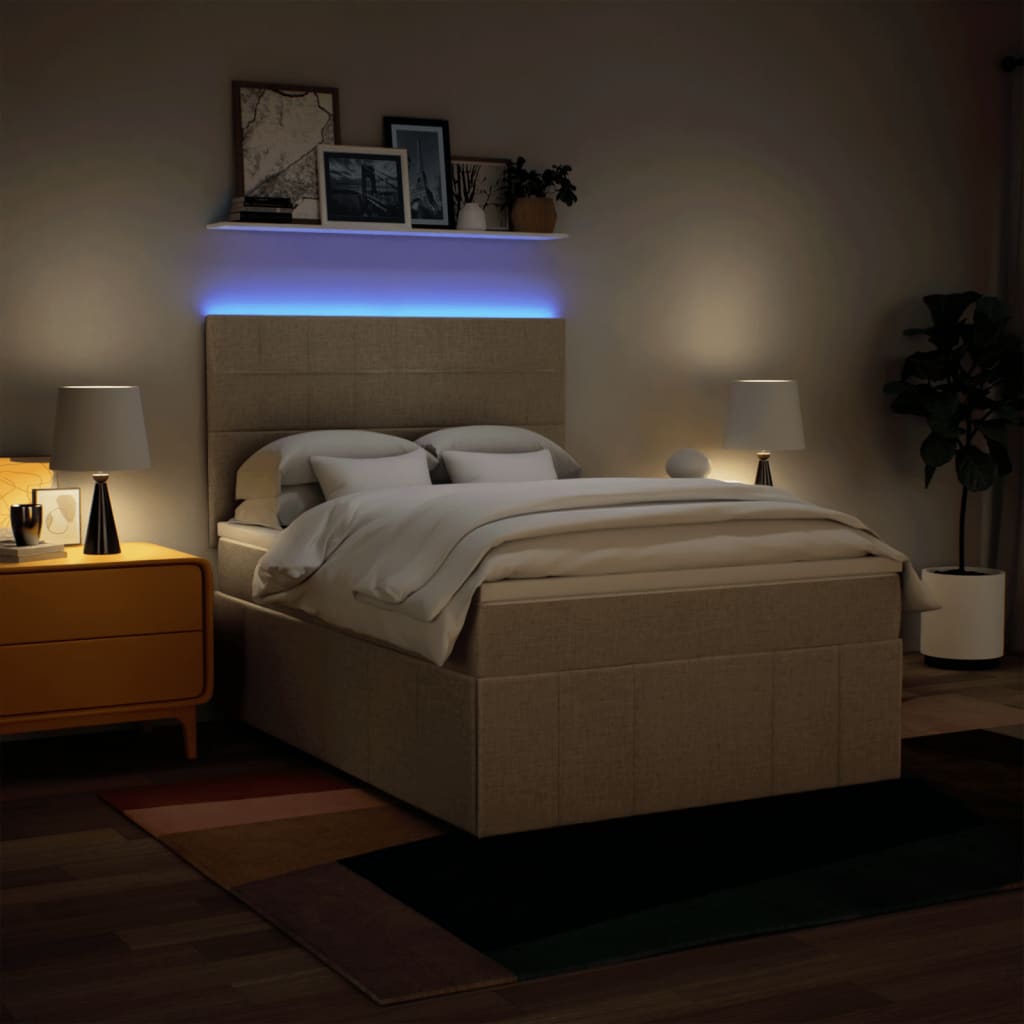 Boxspring met matras stof crèmekleurig 160x200 cm – afbeelding 4