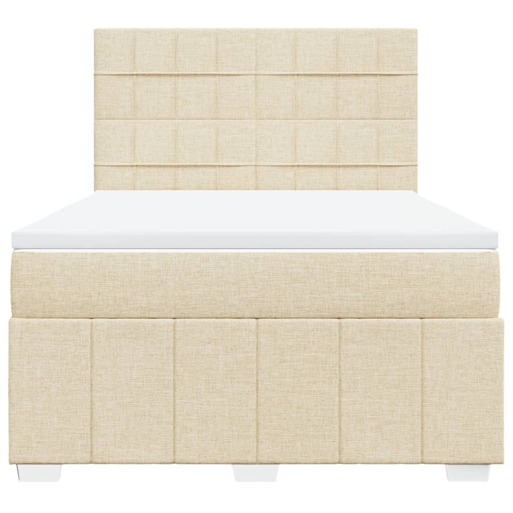 Boxspring met matras stof crèmekleurig 160x200 cm – afbeelding 6