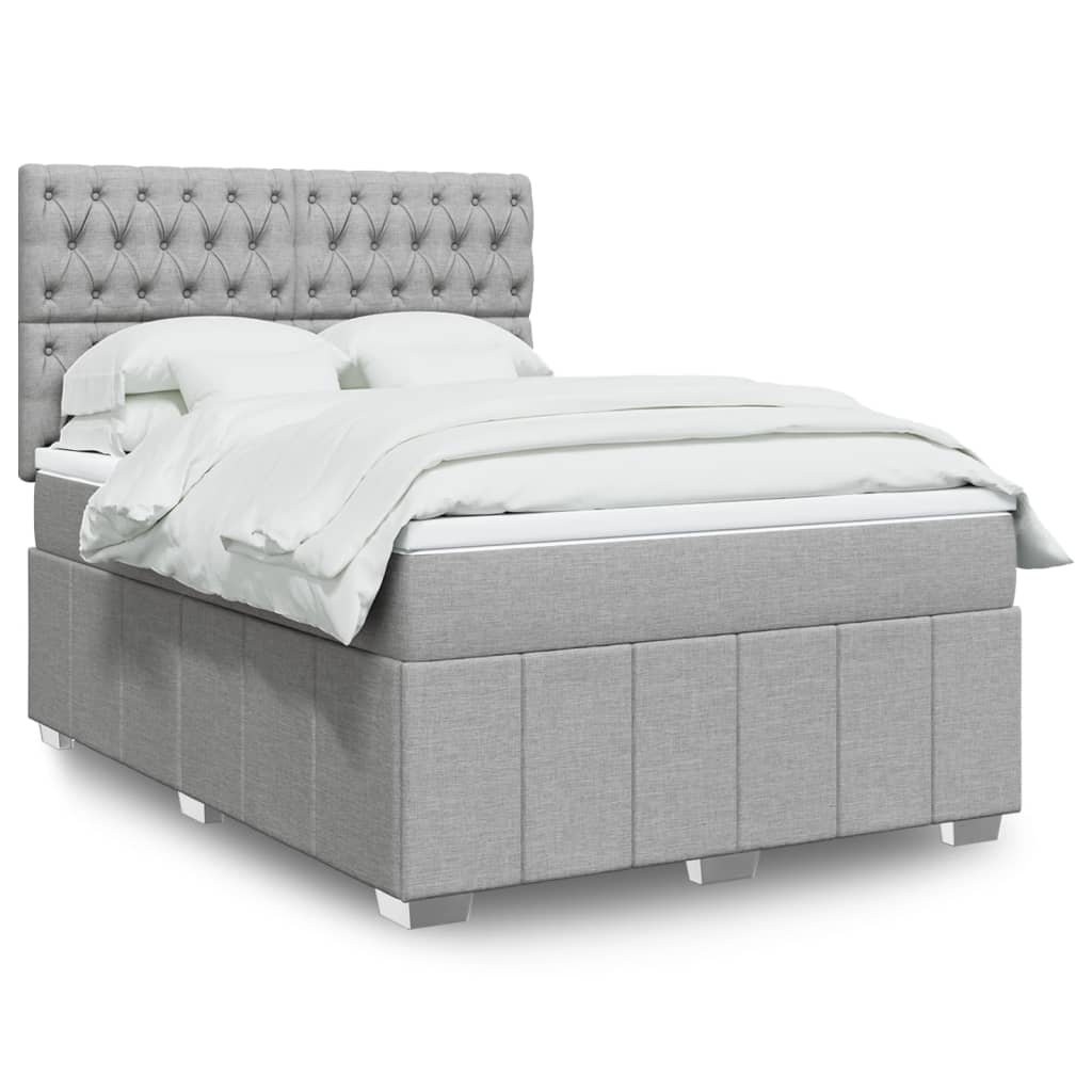 Boxspring met matras stof lichtgrijs 160x200 cm – afbeelding 1