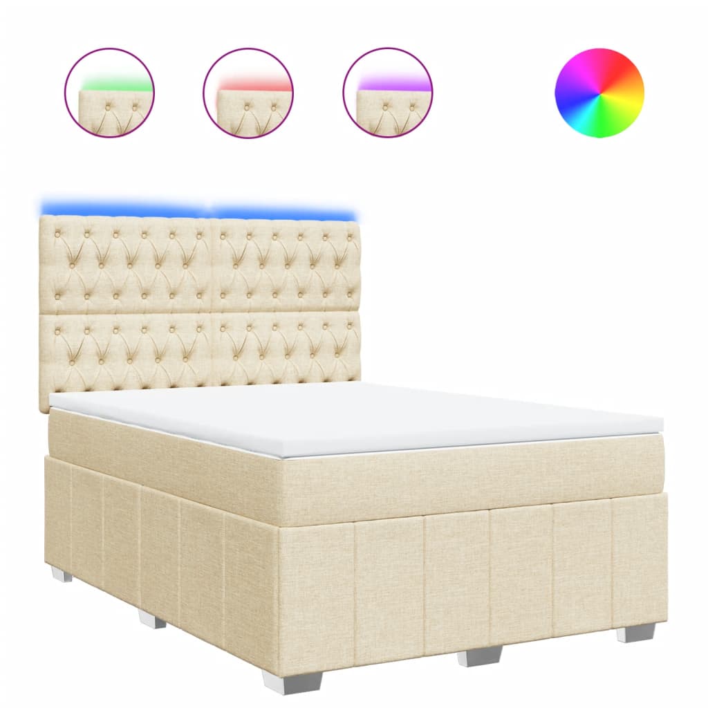 Boxspring met matras stof crèmekleurig 160x200 cm – afbeelding 2