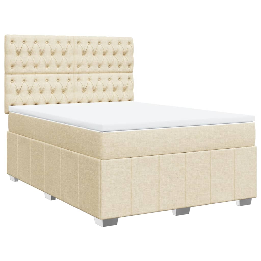 Boxspring met matras stof crèmekleurig 160x200 cm – afbeelding 3
