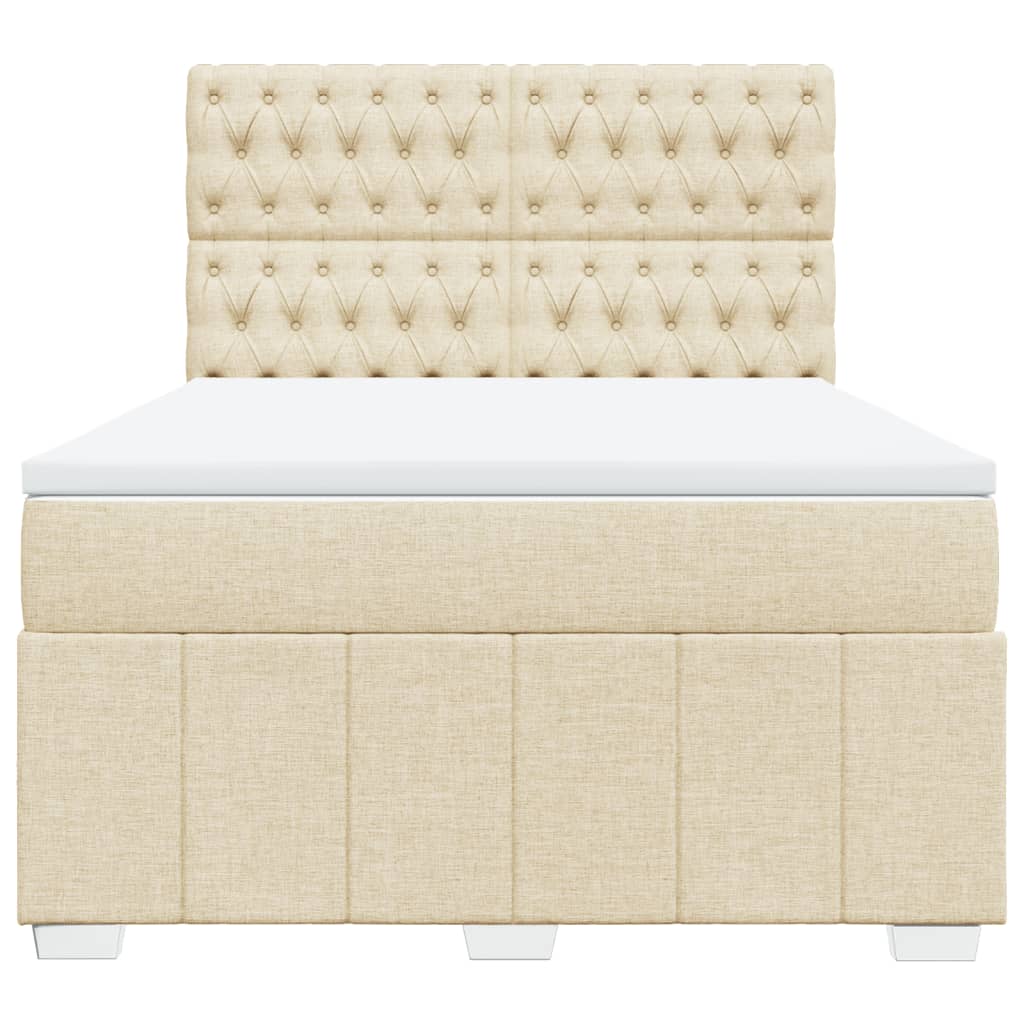 Boxspring met matras stof crèmekleurig 160x200 cm – afbeelding 6
