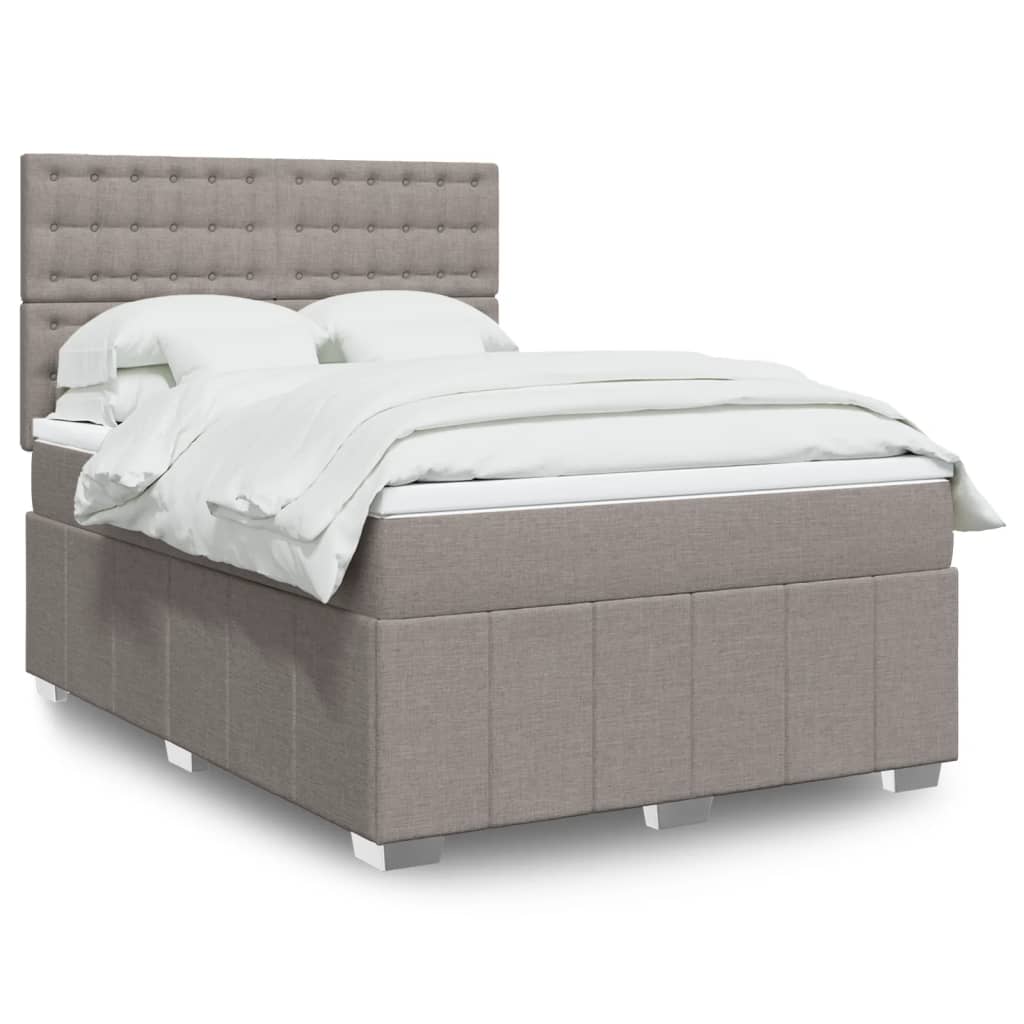 Boxspring met matras stof taupe 160x200 cm – afbeelding 1